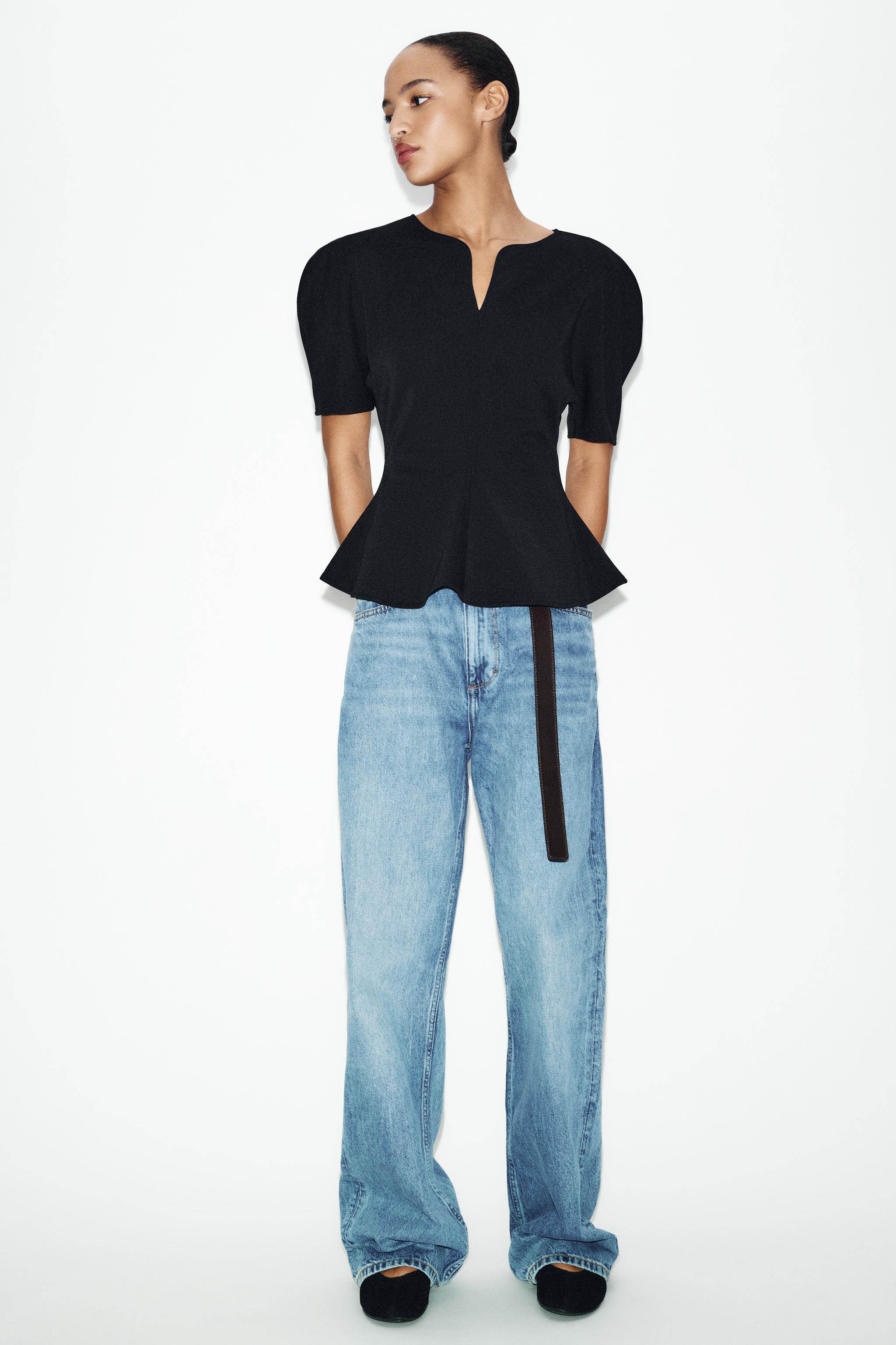 ソフトペプラムトップス - ブラック | ZARA Japan / 日本