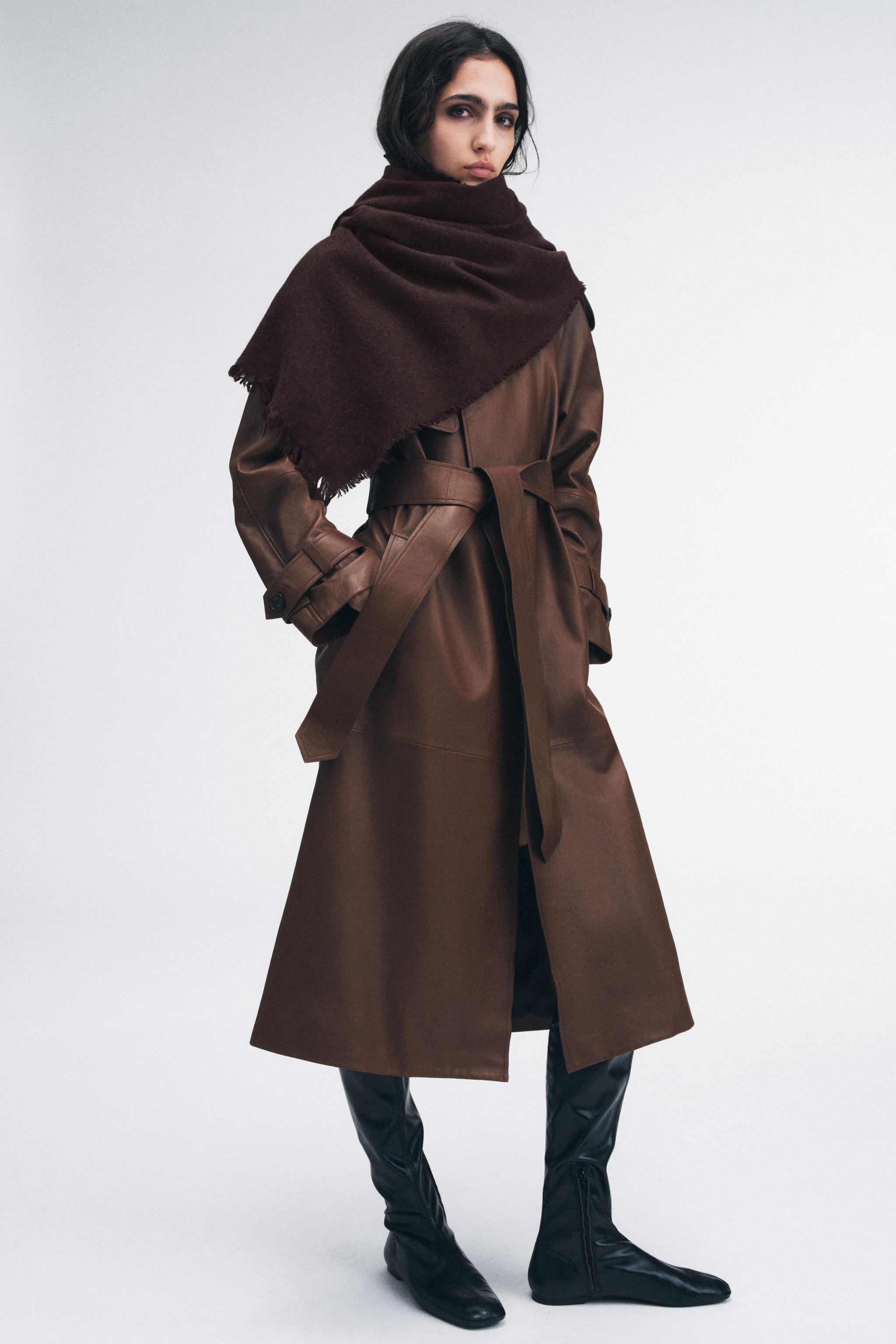 ウール混無地スカーフ - ブラウン | ZARA Japan / 日本