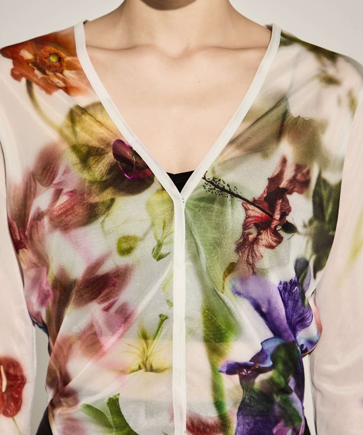 2WAY SMOKE FLOWER SHEER TOP(S IVORY): AMERI: WOMENS｜ STUDIOUS