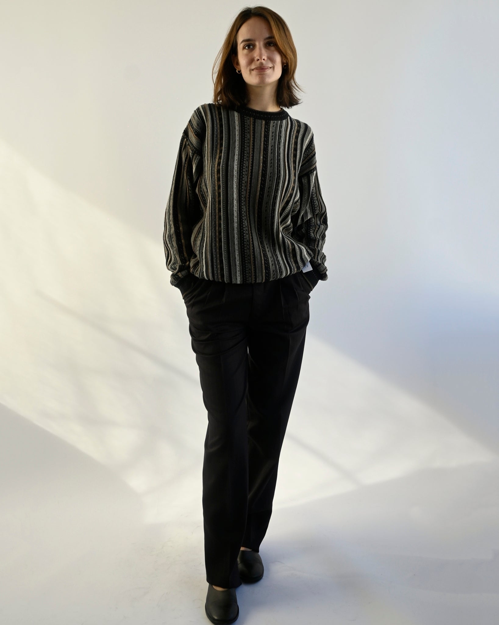 80年代 総柄3Dジャガードニットセーター | デッドストック